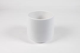 NH-000163 Cache-pot en céramique blanc mat D13cm H13,5cm