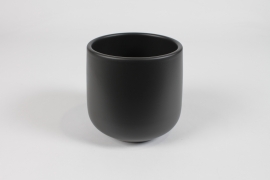 NH-000164 Matte black ceramic planter D13cm H13,5cm