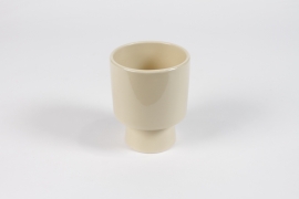 NH-000166 Shiny beige ceramic planter D10cm H17cm