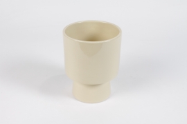 NH-000167 Shiny beige ceramic planter D13cm H17cm