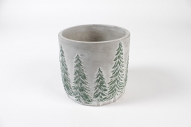 NH-000178 Cache-pot en céramique motif sapin D12,7cm H11cm