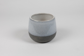 NM-000263 Cache-pot en céramique bleu clair D15cm H13cm