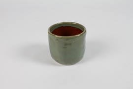 NM-000266 Cache-pot en céramique vert olive D8.5cm H7.5cm