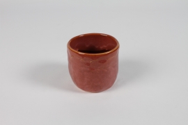 NM-000267 Cache-pot en céramique rouge brique D8.5cm H7.5cm