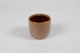 NM-000268 Cache-pot en céramique beige rosé D8.5cm H7.5cm