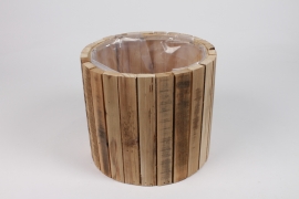 NM-000274 Cache-pot en bois marron clair D24cm H20cm