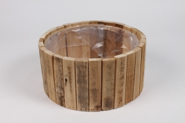 NM-000277 Light brown wooden planter D26cm H12.5cm