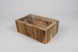 NM-000279 Brown wooden planter 28.5x18cm H10cm