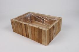 NM-000280 Brown wooden planter 33x22.5cm H11cm