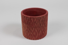 NM-000291 Cache-pot en céramique rouge foncé mat D14,5cm H14cm