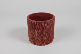 NM-000293 Cache-pot en céramique rouge foncé mat D13cm H12cm