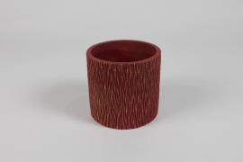 NM-000295 Cache-pot en céramique rouge foncé mat D10,5cm H10cm