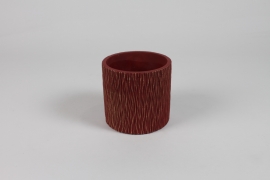 NM-000297 Cache-pot en céramique rouge foncé mat D8,5 cm H8cm