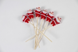 PO-000011 Pack of 24 red fabric Santa Claus picks H18cm