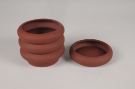 Redbrown ceramic planter D13.5cm H11cm