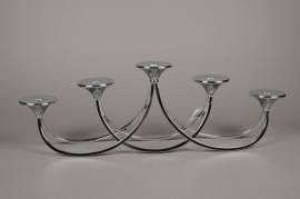 A106HH Silver metal candlestick L64cm H20.5cm