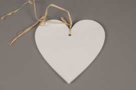 SV12PH Set of 3 white wooden heart hanging D20cm