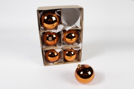 T1-000123 Box of 6 matte cooper glass balls D8cm