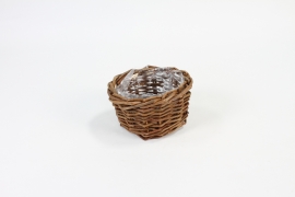 TE-000006 Matte brown wicker bowl D15cm H8cm