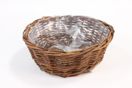 TE-000009 Matte brown wicker bowl D29cm H11cm