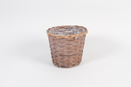 TE-000011 Cache pot osier gris mat D20cm H17cm