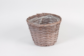 TE-000012 Cache pot osier gris mat D25cm H19cm