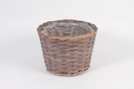 TE-000013 Cache pot osier gris mat D28cm H20cm