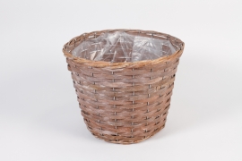 TE-000014 Cache pot osier gris mat D30cm H23cm