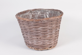 TE-000015 Cache pot osier gris mat D35cm H25cm