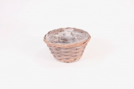 TE-000016 Matte grey wicker bowl D20cm H10cm