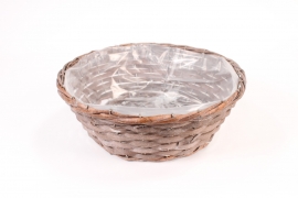 TE-000019 Matte grey wicker bowl D35cm H12cm