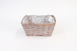 TE-000022 Matte grey wicker planter 28x19cm H13cm