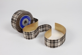 UN-000692 Black and gold checked ribbon 40mm x 10m