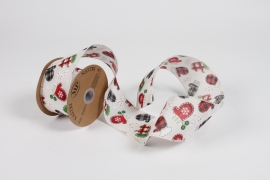 UN-000729 Christmas gloves pattern ribbon 63mm x 10m