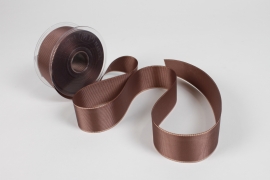 UN-000738 Chocolate fabric ribbon 40mm x 20m