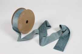 UN-000753 Blue and gold fabric ribbon 40mm x 10m