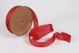 UN-000768 Red cotton Christmas ribbon 40mm x 50m