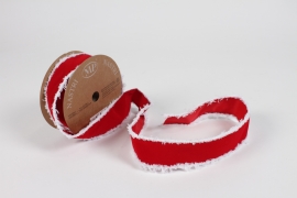 UN-000771 Red and white Christmas ribbon 40mm x 10m