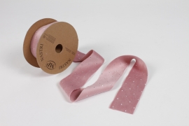 UN-000784 Pink Christmas ribbon with diamonds 40mm x 10m