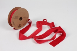 UN-000787 Red Christmas ribbon with diamonds 25mm x 10m