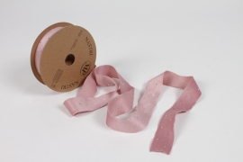 UN-000788 Pink Christmas ribbon with diamonds 25mm x 10m