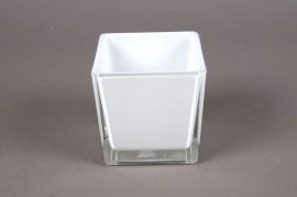 A731IH Vase en verre blanc 10x10x10cm