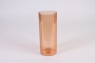 Vase en verre stri orange D10cm H24cm