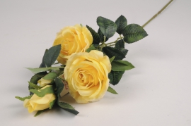 x096am Artificial yellow branch rose H67cm