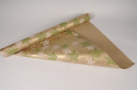 X166RB Kraft paper roll Chrismas stars 70cmx25m