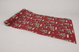 X206RB Red fabric table runner Christmas 29cm x 3m