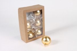 X393T1 Box of 6 matte gold glass balls D6cm