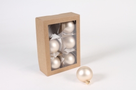 X397T1 Box of 6 matte pearl glass balls D6cm