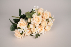 x405am Bunch of peach artificial roses H52cm