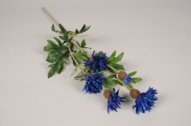 x568ee Blue artificial cornflower H62cm